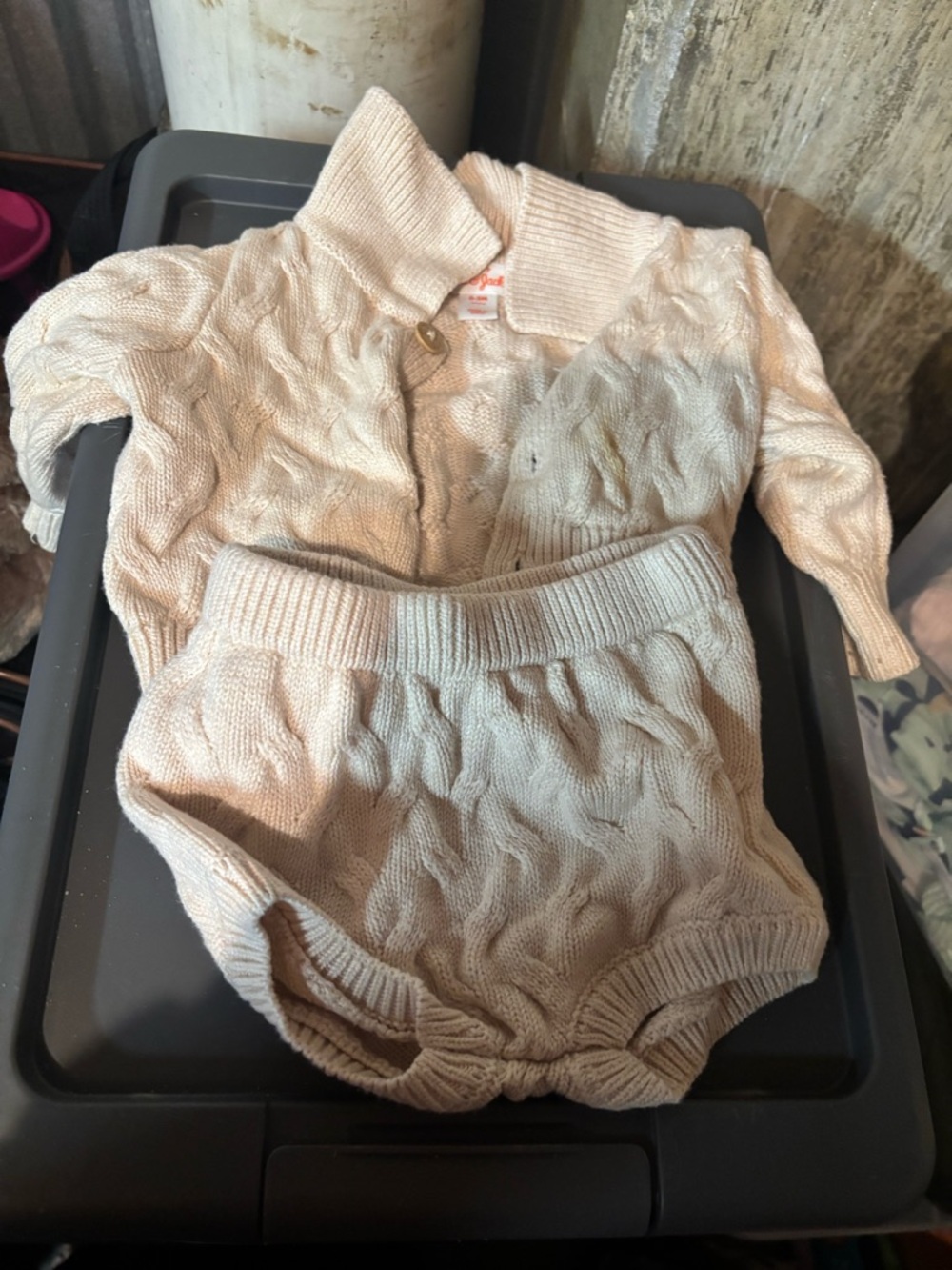 Cat & Jack Cream Cable Knit Matching Set